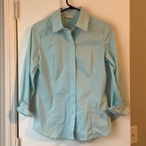 5/$15 New York & Co. Button Down Baby Blue Collar Shirt